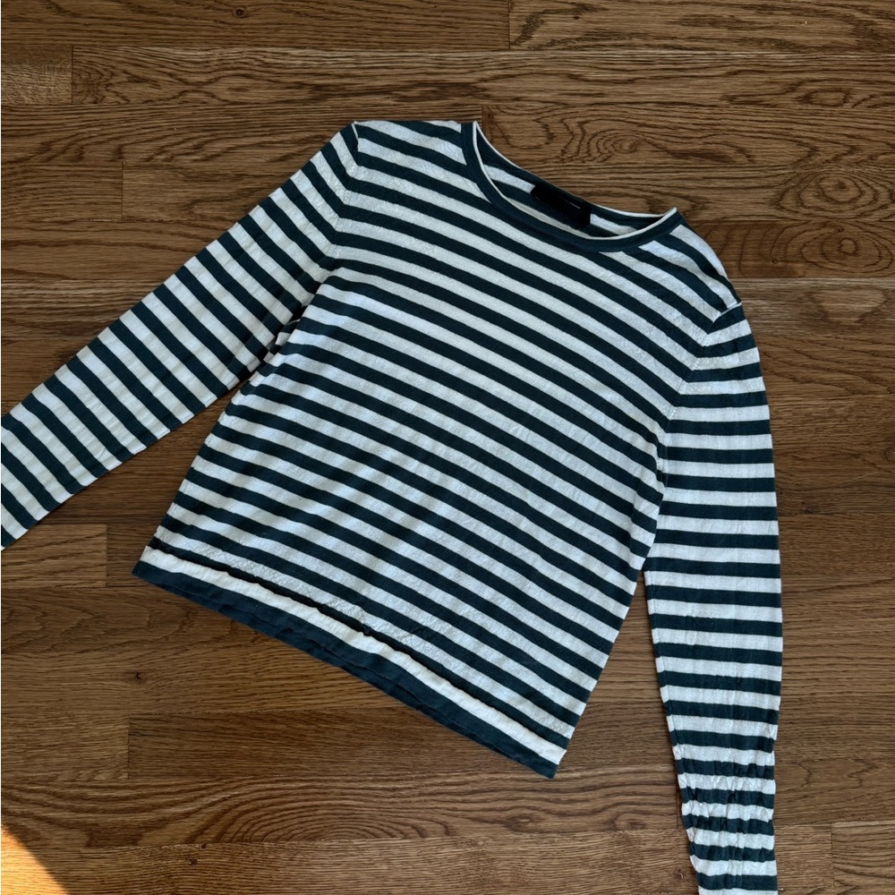 Jenni Kayne Striped Green and White Long Sleeve Top